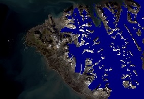 Problem z wyświetleniem zdjęcia: „Wydzielona warstwa lodowca na zdjęciu Landsat 8 po nadaniu barw”